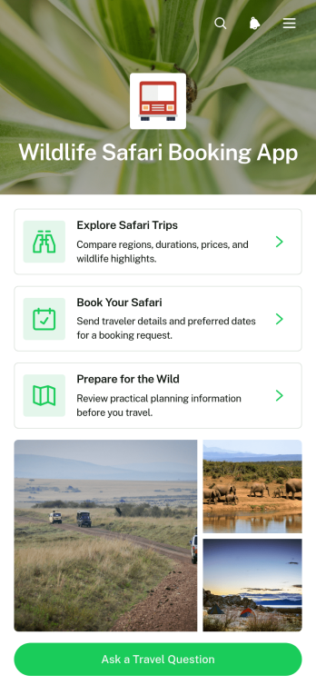Wildlife Safari Booking App Template