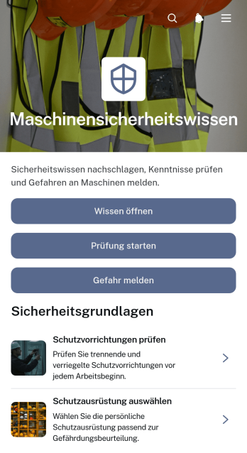 Wissens-App für Maschinensicherheit