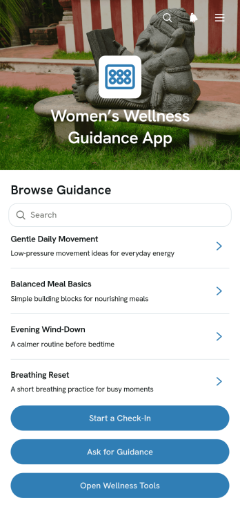 Women's Wellness Guidance App Template