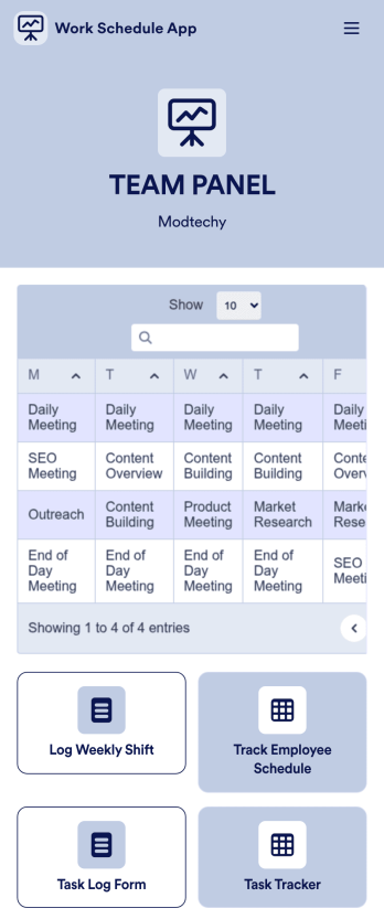 Work Schedule App Template