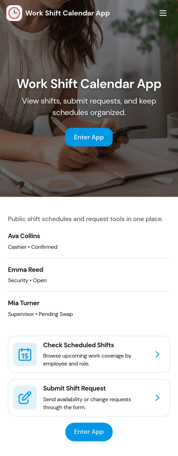 Work Shift Calendar App Template