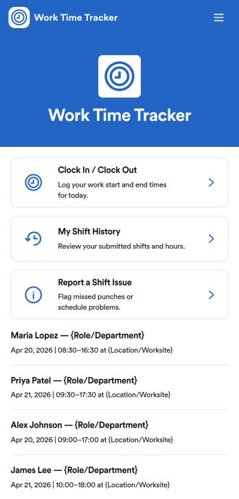 Work Time Tracker App Template