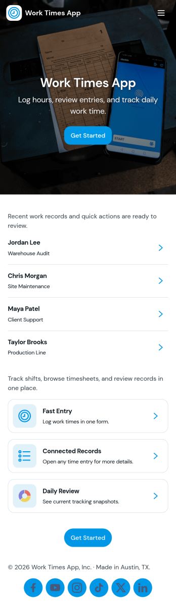 Work Times App Template