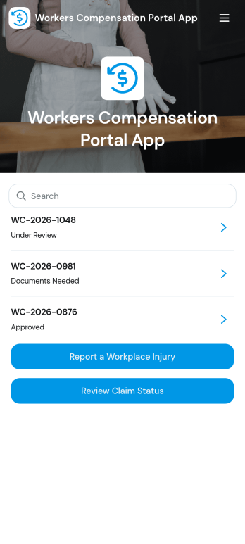 Workers Compensation Portal App Template