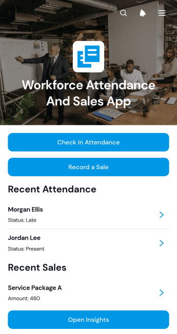 Workforce Attendance And Sales App Template