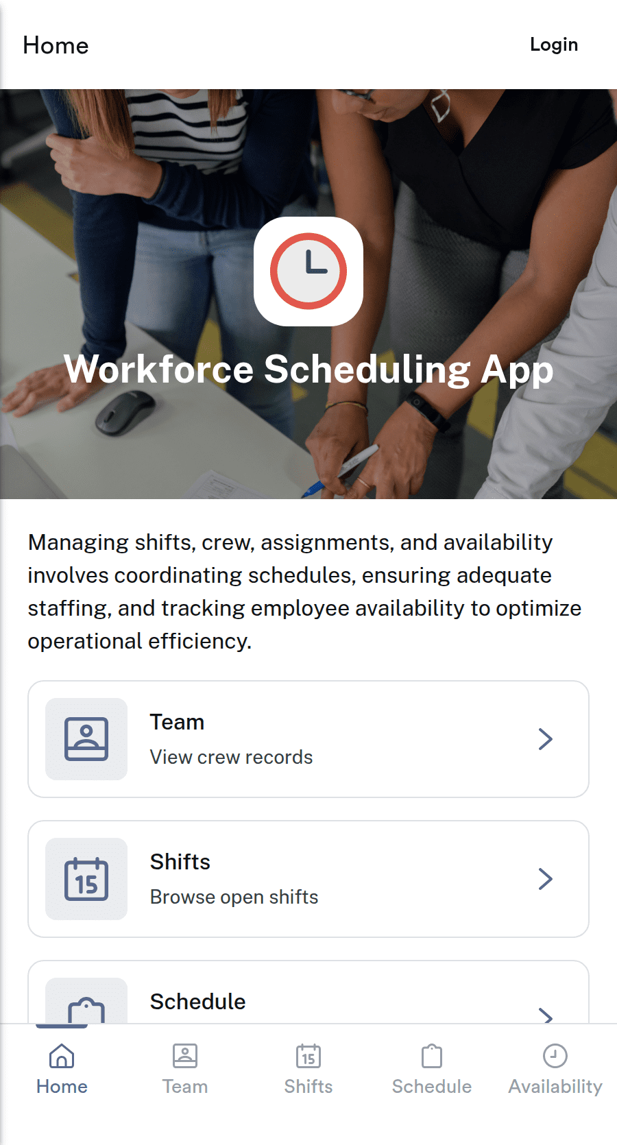 Workforce Scheduling App Template | Jotform