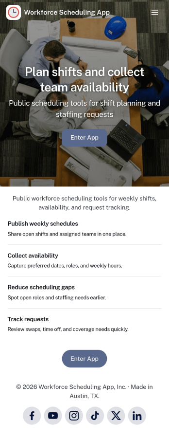 Workforce Scheduling App Template