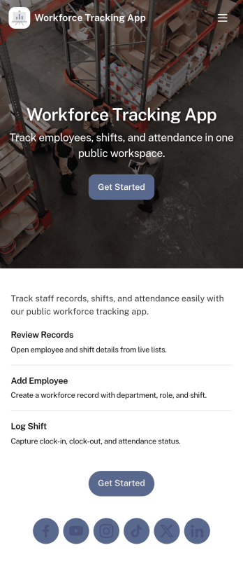 Workforce Tracking App Template