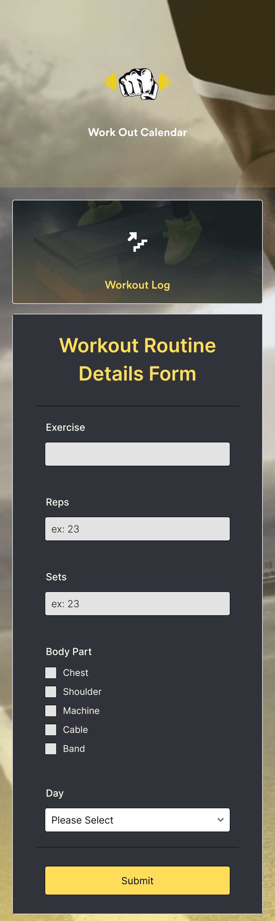 Workout Calendar App Workout Calendar App