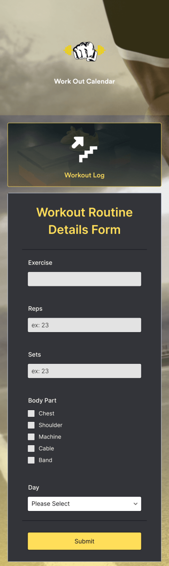 Workout Calendar App Template
