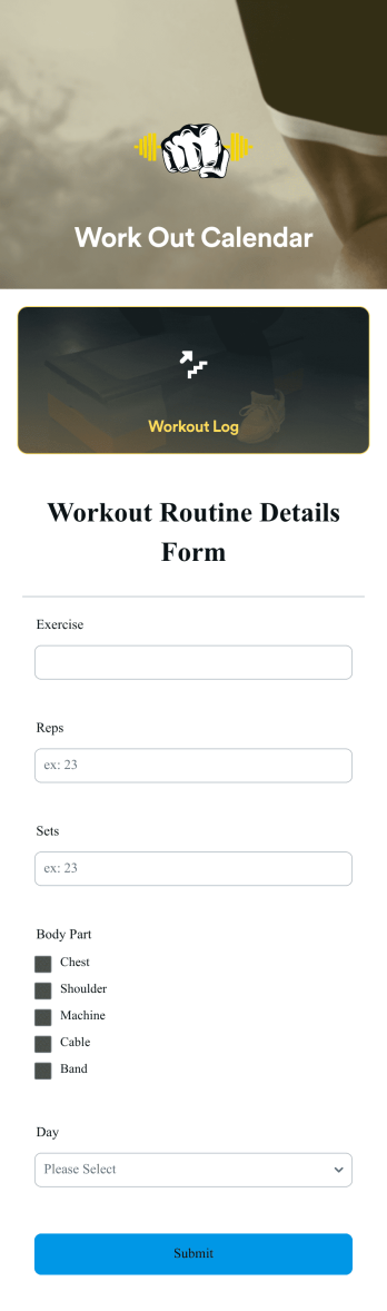 Workout Calendar App Template