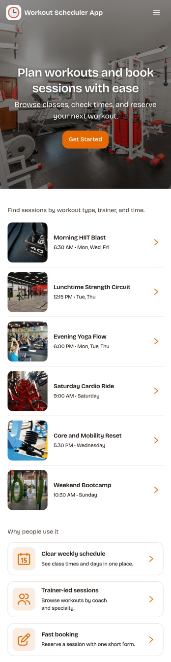 Workout Scheduler App Template