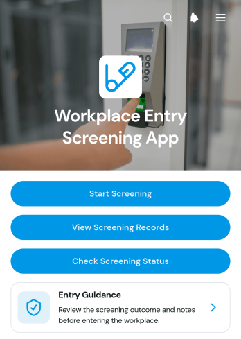 Workplace Entry Screening App Template