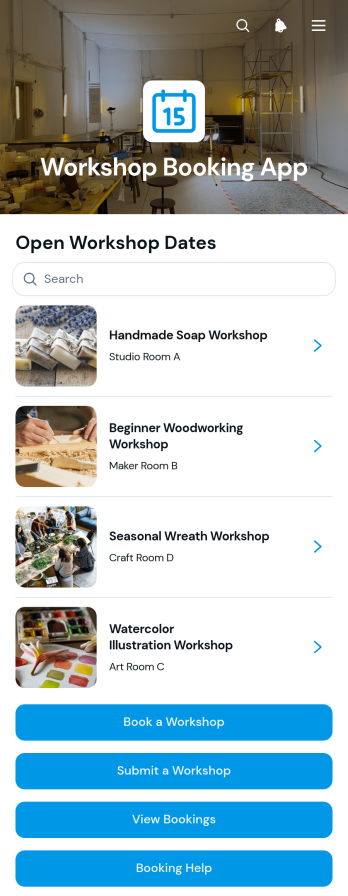 Workshop Booking App Template