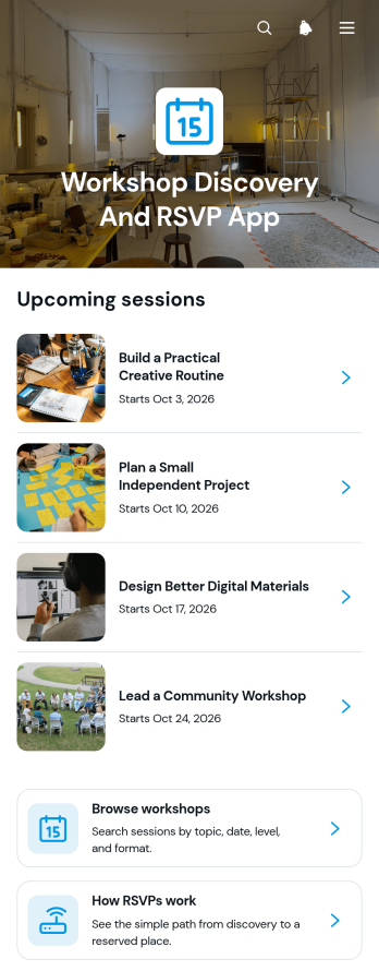 Workshop Discovery And RSVP App Template