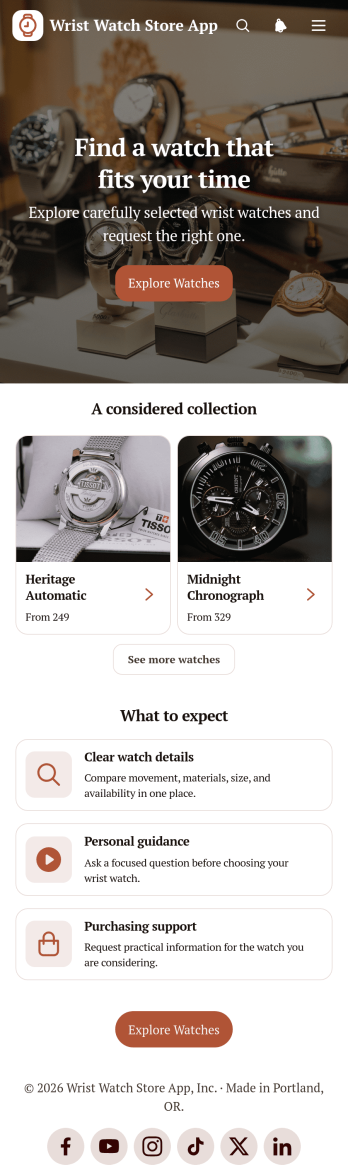 Wrist Watch Store App Template