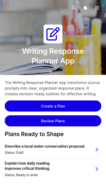Writing Response Planner App Template