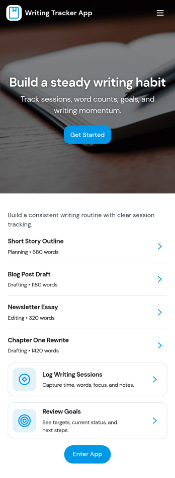 Writing Tracker App Template