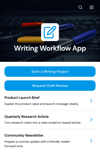 Writing Workflow App Template