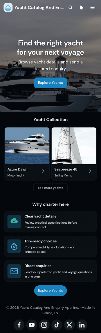 Yacht Catalog And Enquiry App Template