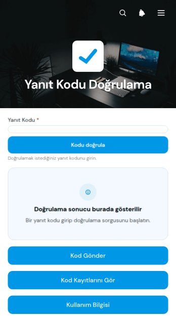 Yanıt Kodu Doğrulama Uygulama Șablonu