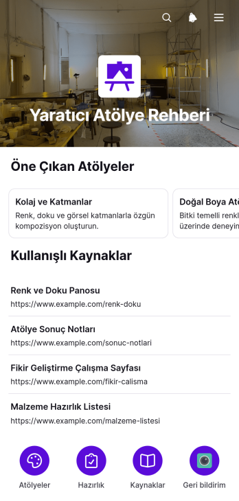Yaratıcı Atölye Rehberi Uygulama Șablonu