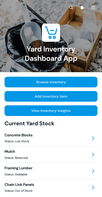 Yard Inventory Dashboard App Template