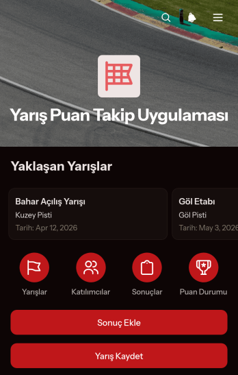 Yarış Puanı Takip Uygulama Șablonu