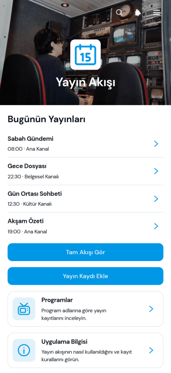 Yayın Akışı Uygulama Șablonu