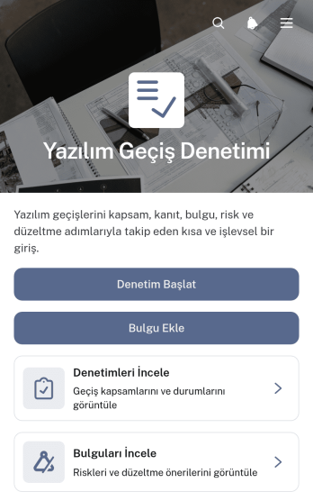 Yazılım Geçişi Denetim Uygulama Șablonu