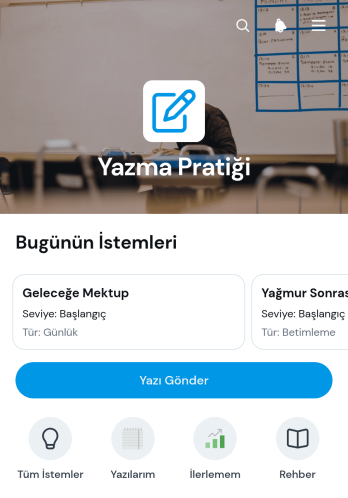 Yazma Alıştırması Uygulama Șablonu
