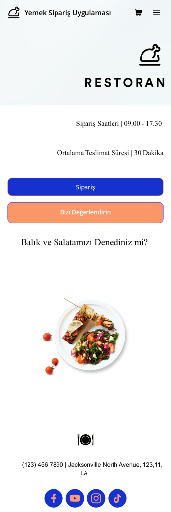 Yemek Sipariş Uygulama Șablonu