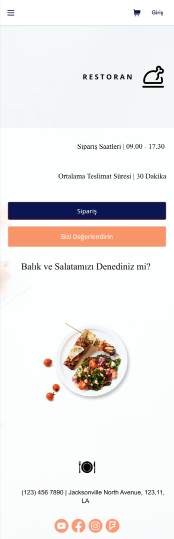 Yemek Sipariş Uygulama Șablonu