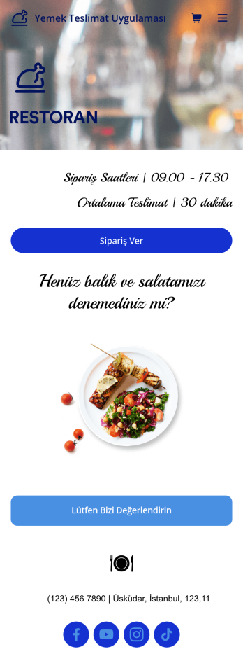 Yemek Teslimat Uygulama Șablonu