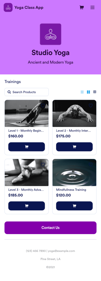 Yoga Class App Template