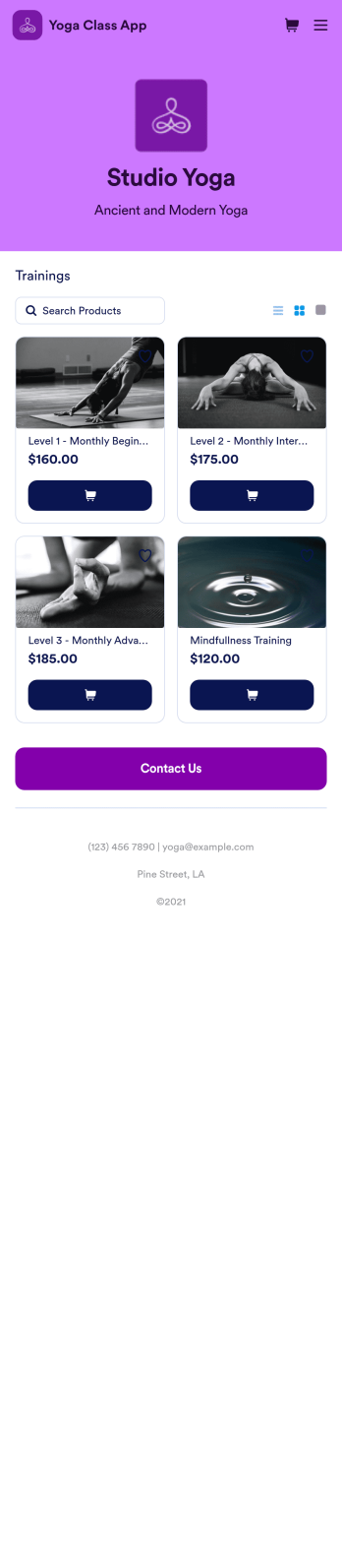 Yoga Class App Template