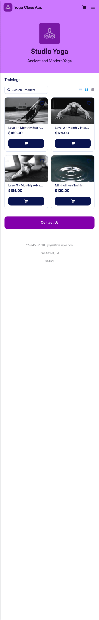 Yoga Class App Template