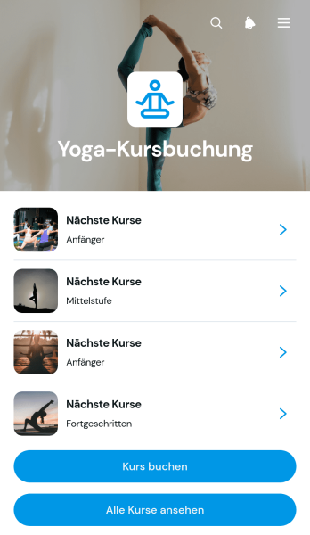 Yoga-Kursbuchungs-App