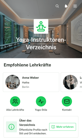 Yoga-Lehrerverzeichnis-App