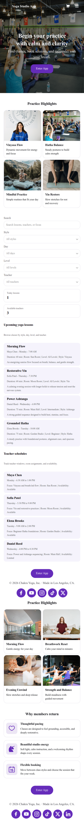 Yoga Studio App Template