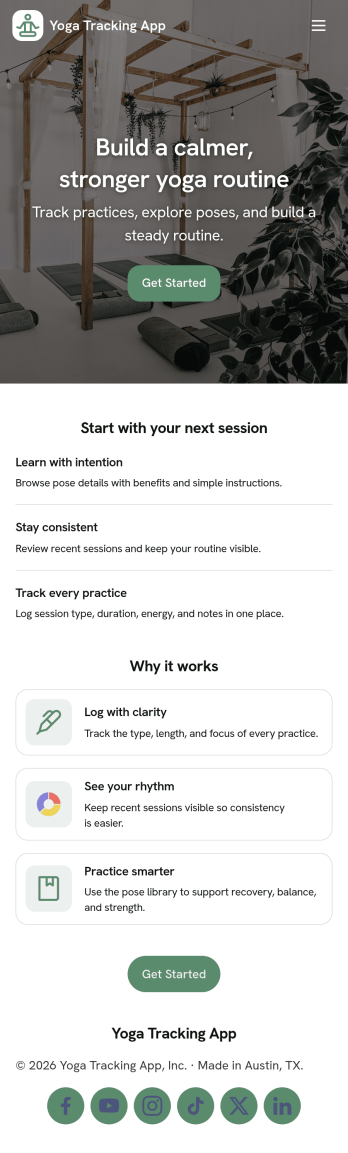 Yoga Tracking App Template
