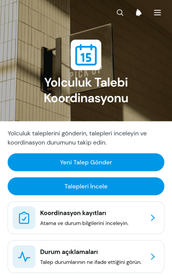 Yolculuk Talebi Koordinasyon Uygulama Șablonu