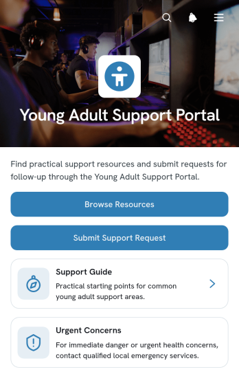 Young Adult Support Portal App Template