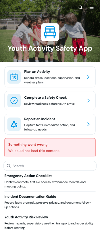 Youth Activity Safety App Template