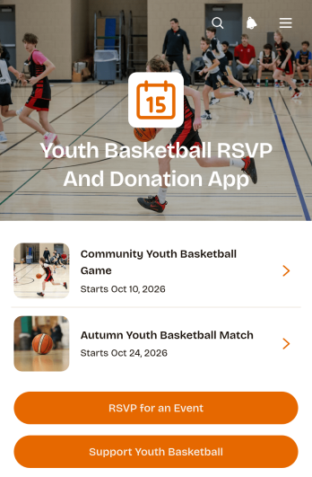 Youth Basketball RSVP And Donation App Template
