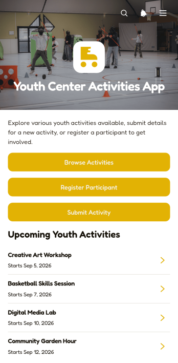 Youth Center Activities App Template