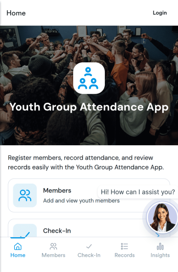 Youth Group Attendance App Template