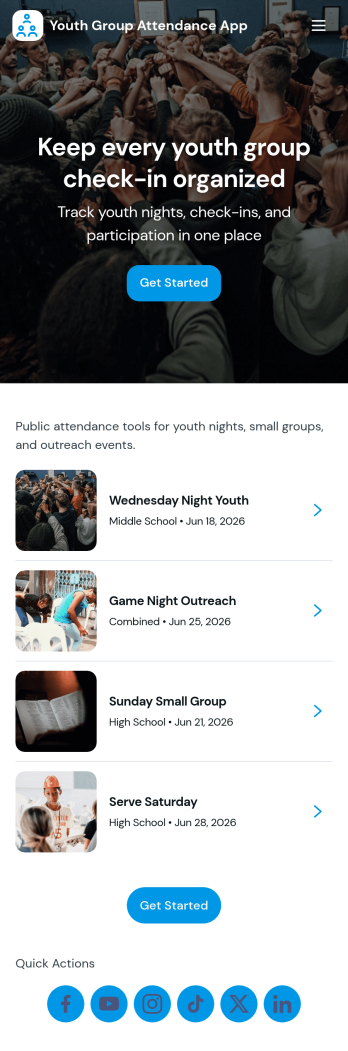 Youth Group Attendance App Template
