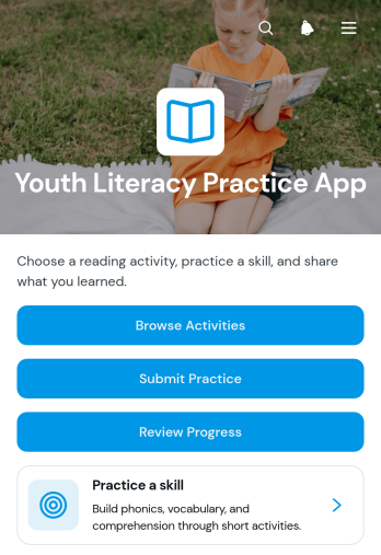 Youth Literacy Practice App Template