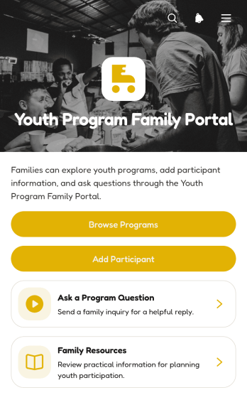 Youth Program Family Portal App Template